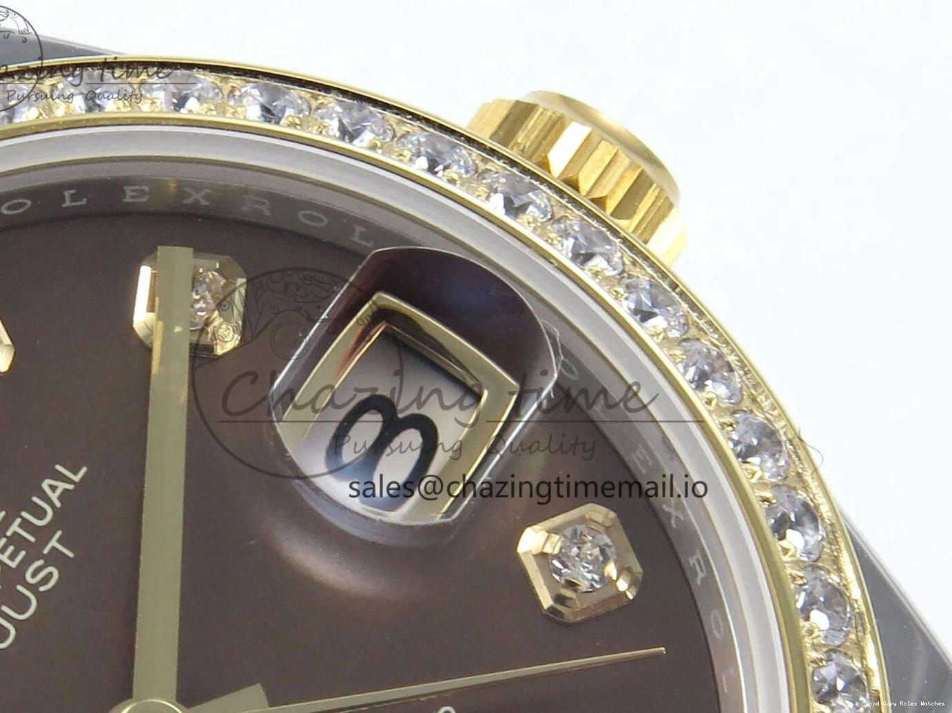 Good Copy Rolex Watches Bezel on Dial ARF Bracelet Best Snug 409 Edition Diamonds DateJust Jubilee ETA YG 1:1 Brown 904L SS Diamonds 31 278383RBR Steel 1222